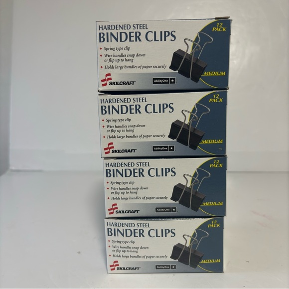 SKILCRAFT hardened steel binder clips 4 Boxes NIB - Picture 3 of 5